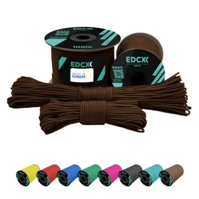 Image of EdcX 2 mm Nylon Paracord 275 (15, 30, 50 and 100 m) 100% rope, 3 Strand cord, cord in Many Colours (Red,