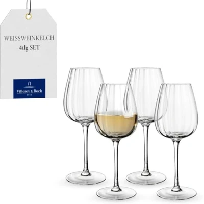 Image of Villeroy &amp; Boch Rose Garden Set of 4 White Wine Goblets