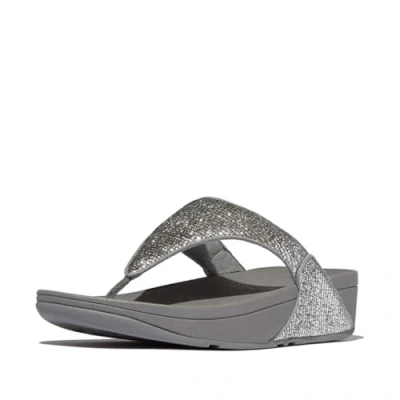 Image of Fitflop Women&#039;s LULU Crinkled Shimmer Toe Post Sandals, Silvereen, 8 UK