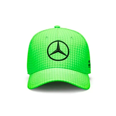 Image of Mercedes AMG Petronas Formula One Team Kids 2023 Lewis Hamilton Driver Cap Neon Green Size: Size