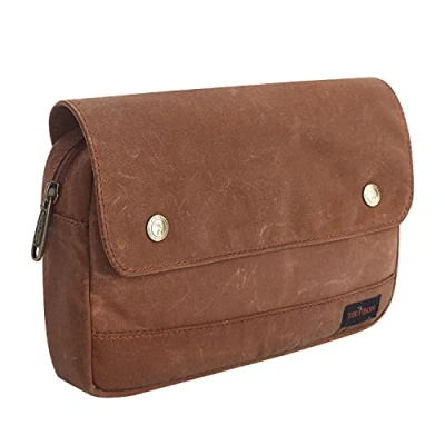 Image of TOURBON Wax Canvas Bike Panniers Bicycle Tool Pouch Handlebar Bag