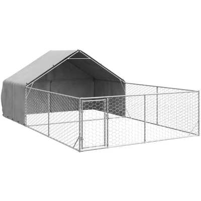 Image of vidaXL Outdoor Dog Kennel with Run 6x3x1.9 m Galvanised Steel