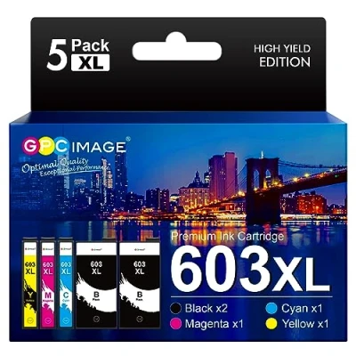 Image of GPC Image Compatible Ink Cartridges Replacement for Epson 603 603XL Workforce WF 2810dwf 2830dwf 2835dwf 2850dwf XP 3100 4100 2100 2105 3105 4105(Black Cyan Magenta Yellow, 5 Pack)