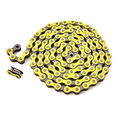 Image of KHE BMX/Fixie Chain 1/2 Inch x 1/8 112 Links Left Only 385 g with Lock I4 Many Colours (Yellow)
