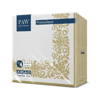 Image of PAW Napkins Made of airlaid Fabric Like (40 x 40 cm) I 50 Pieces Ideal for Wedding, Baptism, Communion, Birthday Nature, Leaves Color: Watercolor