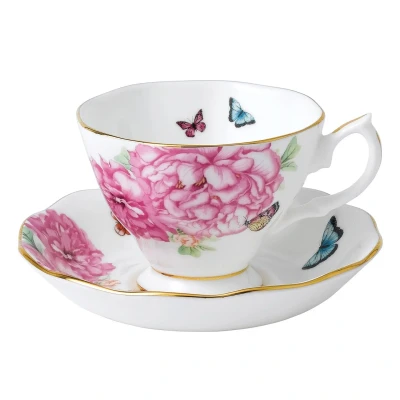 Image of Royal Albert Miranda Kerr Friendship 40001820 Teacup &amp; Saucer, White, Fine Bone China, 2 Piece Set