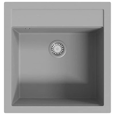 Image of vidaXL Granite Kitchen Sink Single Deep Basin High Heat Resistance Scratch and Impact Resistant Grey