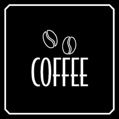 Image of Coffee, black Self adhesive sticker (100mm x 100mm)