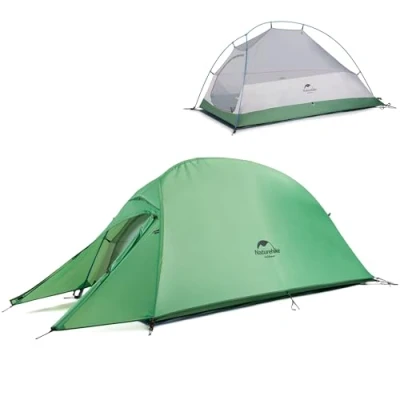 Image of Naturehike Cloud up 1 Tent Ultralight Person Single 3 Season Camping 210T Green Upgrade