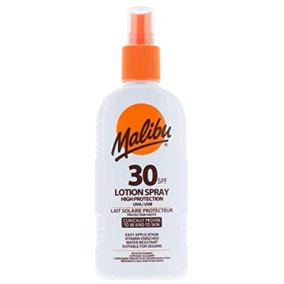 Image of Malibu Sun SPF 30 Lotion Spray, High Protection Cream, Water Resistant, Vitamin Enriched, 200ml