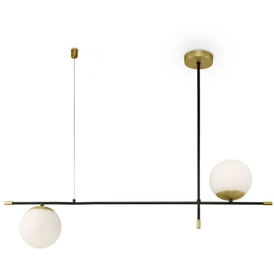 Image of Modern Nostalgia 2 Light Matt Gold Pendant Ceiling Glass Shades