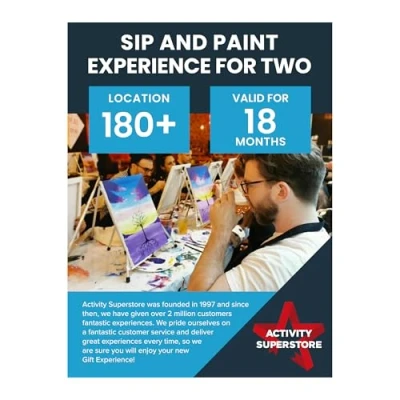 Image of Activity Superstore Sip and Paint Experience for Two, Available at 130+ UK Locations, 18 month Validity, Days, Painting Gifts, Couples Prosecco Gifts