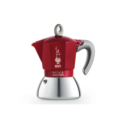Image of Bialetti Moka Induction 4 Cup Espresso Maker Red