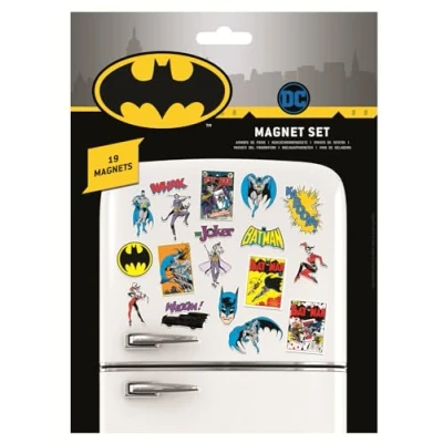 Image of DC Comics Batman 19 Piece Magnet Set (Retro Design) Fridge Magnets for Decoration or Party Bags Official Merchandise