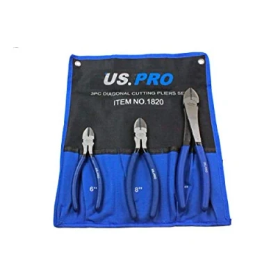 Image of US Pro 3pc Diagonal Side Cutting Plier Set 6&quot;, 8&quot;, 10&quot; 1820