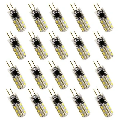Image of G4 LED bulb, 1.5 W (10 halogen equivalent), 100 lumen, 6000 K white light, DC 12 V, non dimmable bulbs, 20 pack
