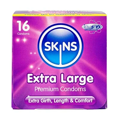Image of Skins Extra Large Condoms Multipac,Safe with Natural Look That Feels Like Real Skin, Pack of 16