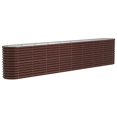 Image of vidaXL Garden Raised Bed Powder coated Steel Planter, 332x40x68 cm Oval Shaped, Practical Outdoor Flower/Vegetable Box in Brown