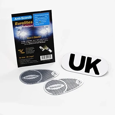 Image of Eurolites Headlight Beam Headlamp Adaptors &amp; Magnetic UK Plate Black White Compatible For All Vehicles