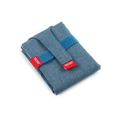 Image of TATAY Reusable Sandwich Bags, Fabric Bag Ideal for Snacks, Adaptable, Easy to Clean, BPA Free, Customizable. Denim Blue. Dimensions 72.5 x 44 cm