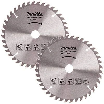 Image of Makita D 03349 Circular Saw Blade for Wood 165mm x 20mm 40T Pack of 2