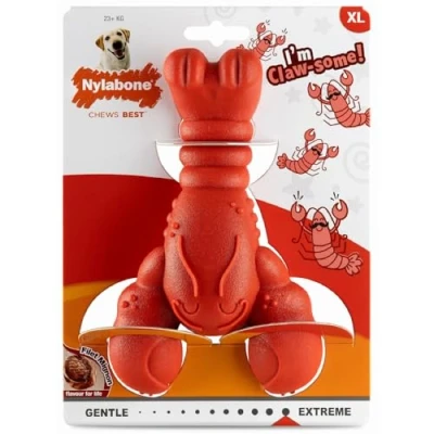 Image of Nylabone Extreme Chewers Tough Nylon Dog Novelty Lobster Chew Toy, Durable, Boredom Breaker, Cleans Teeth, Filet Mignon Flavour, Extra Large, For Dogs 0 23+kg