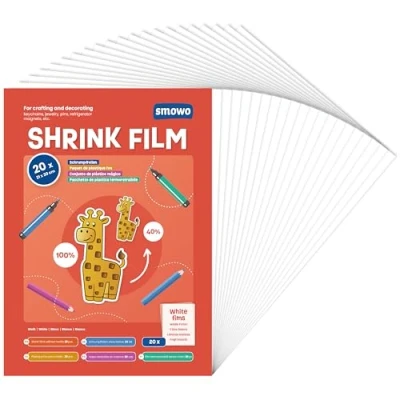 Image of Smowo® Pack of 20 Transparent Shrink Films Shrinking Plastic for Crafts A4 Film Sheets Matte