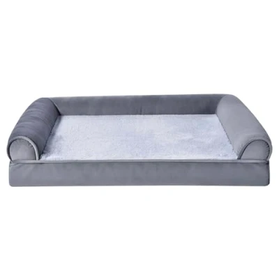 Image of Amazon Basics Foam Living Room Couch Dog Pet Bed with Removable Cover, Grey, 76 x 51 16 cm (L W H)