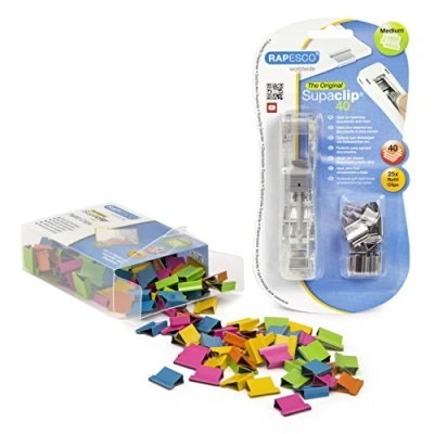 Image of Rapesco 1299A Supaclip 40 Kit, Dispenser with 25 Stainless Steel Clips and 150 Refill in Assorted Colours