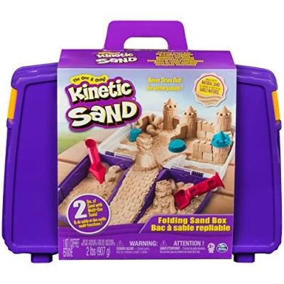 Image of Kinetic Sand Folding Sandbox comes with 2LBS of Non Toxic Play Sand, 7 Tools and Activity Space Educational Creative Kid&#039;s Sensory Toys for Boys Girls Aged 3+