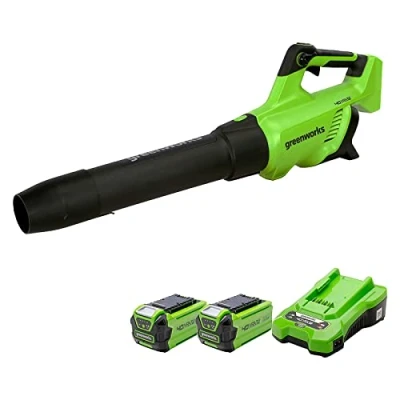 Image of Greenworks Cordless Leaf Blower, Axial Brushless Motor Lightweight Blower 210km/h 15m3/min with 2x40V Batteries &amp; Charger, Electric Garden 3 Year Guarantee GD40ABK2X