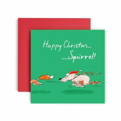 Image of Huxters Happy Christmas Card from the Dog Mum or Dad for him and her men women Funny 14.8cm