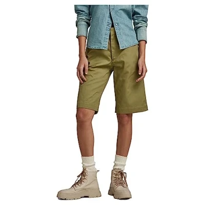 Image of G Star RAW Womens Chino Bermuda Shorts Green Cotton Size 30 (Waist)