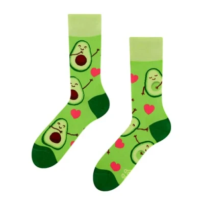 Image of Dedoles Unisex Socks for Women, Men &amp; Kids Cotton Funny Designs Football Bicycle Horses Plants Firefighter Gift Mismatched, Design: Avocado Love, Colour: Green, Size: 5 7.5 W / 6 8 M UK