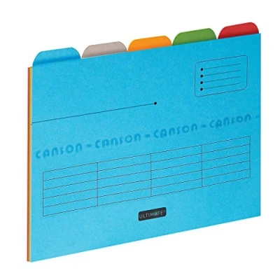Image of Elba A4 Tabbed Ultimate Folders Assorted Colour 240gsm Manilla (Pack of 5), blue/green/grey/red/yellow