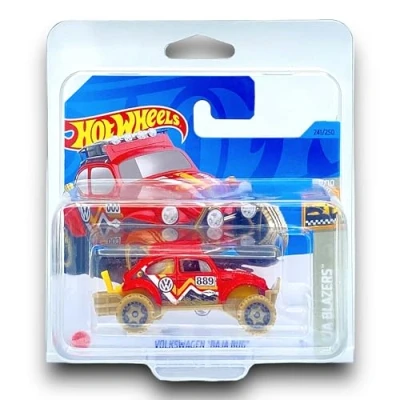 Image of Hot Wheels Volkswagen Baja Bug (Red (TREASURE HUNT)) 9/10 Blazers 2023 241/250 (Short Card) COMES IN A KLAS CAR KEEPER SHORT CARD PROTECTOR CASE HKK93