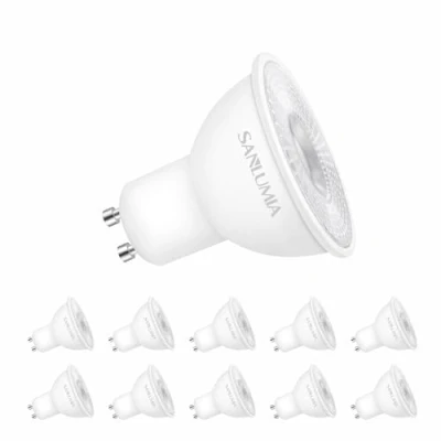 Image of sanlumia 10X 5W GU10 LED Super Bright Spotlight Bulb 400lm 38 Beam Angle Non Dimmable 50W Halogen Equivalent Warm White 3000K
