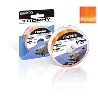 Image of Zebco Quality Trophy Trout Monofilament Fishing Line Accessories Fluorescent Orange 0.18 mm / 2.9 kg