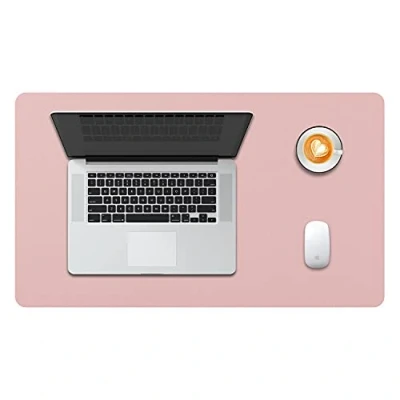 Image of Desk Pad Large, DOBAOJIA Mat, Laptop Writing Pad, Blotter, Extended Mouse Large for Office/Home, PU Leather Waterproof +Suede Non Slip 23.6&quot; X 13.8&quot; (Pink)