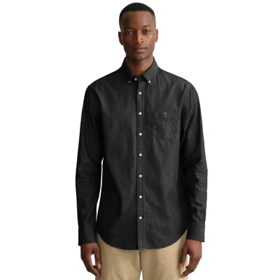 Image of 989Zé ENZO Mens Shirt Long Sleeves Casual Denim Regular Fit Button Down with Pockets MSH5 Shirts Black XL