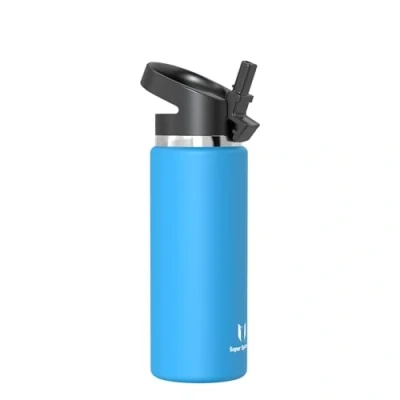 Image of Super Sparrow Water Bottle Insulated 750ml Wide Mouth Metal SwivelSip Flask BPA Free, Leak Proof Ergonomic Straw Bottles for Work, Gym, Travel, Sports