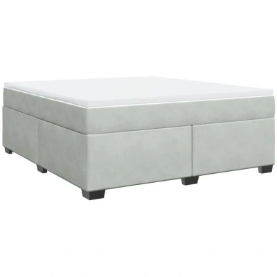 Image of vidaXL Box Spring Bed with Mattress Light Grey 180x200 cm Velvet