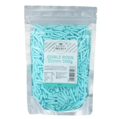 Image of Culpitt Select Sprinkles Blue Sugar Rods, Cake Sprinkle Decorations For Cakes, Cupcakes, Cookies, Ice Cream, and Desserts 22mm 500g