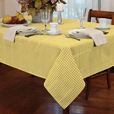 Image of Classic Home Store Alan Symonds Tablecloths Gingham Tablecloth Yellow 54 x 72