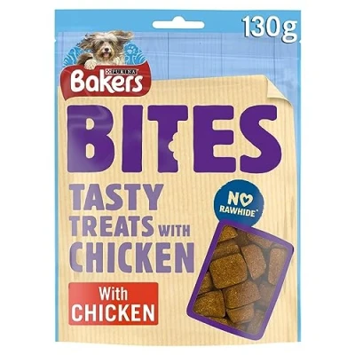 Image of BAKERS Bites with Chicken, Dog Treats 130g, Pack of 6