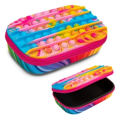 Image of ZIPIT POP Pencil Box for Girls Fidget Toy Silicon Sensory Push It Case Large Capacity (Rainbow)