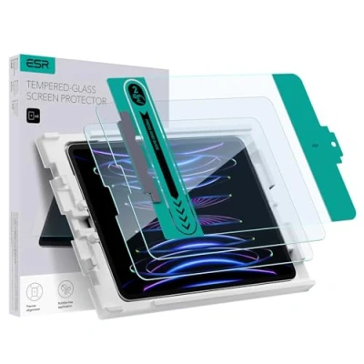Image of ESR 2 Pack Screen Protector for iPad Air 5th/4th Generation(2022/2020), Pro 11 Inch (2022/2021/2020/2018) Protector, Tempered Glass Film with Easy Application Tray, Anti Scratch, HD