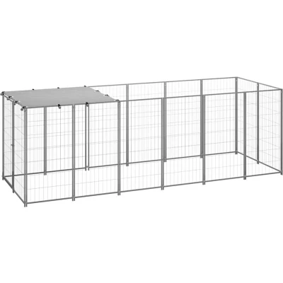 Image of vidaXL Dog Kennel Silver 330x110x110 cm Steel