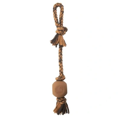 Image of Carhartt Pet Toys Rubber Ball Dog Rope Pull, Durable Pull for Dogs, Brown/Dark Brown