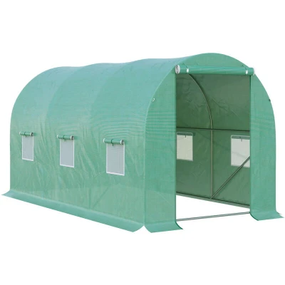 Image of Outsunny Greenhouse Polytunnel Flower Walk in Shed Growing Steel Outdoor w/Zipped Door845 157